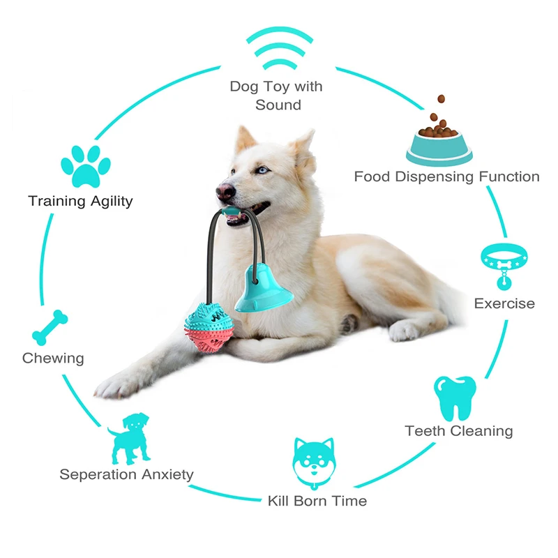 Dog Toys Silicon Suction Cup Tug Interactive Dog Ball Toys Slow Feeder Pet Chew Bite Tooth Cleaning Toothbrush Pet Food Toys