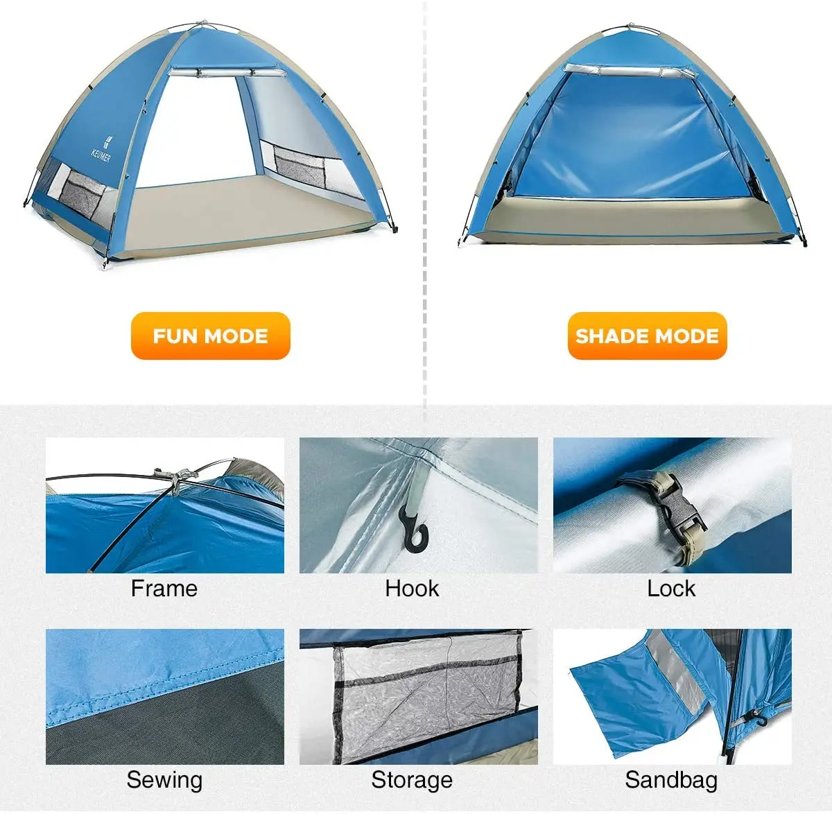 Description Picture 5 of itemQuick Automatic Opening Tent 2-3 People Ultralight Camping Tent Waterproof Outdoor Hiking fishing Family Travel Backpacking Tent