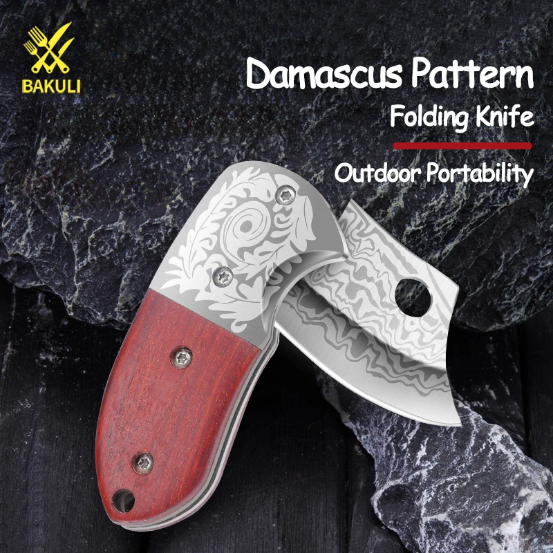 Description Picture 2 of itemBAKULI Damas pattern folding knife, fruit knife, mini portable knife, outdoor cutting knife, high hardness sharp knife