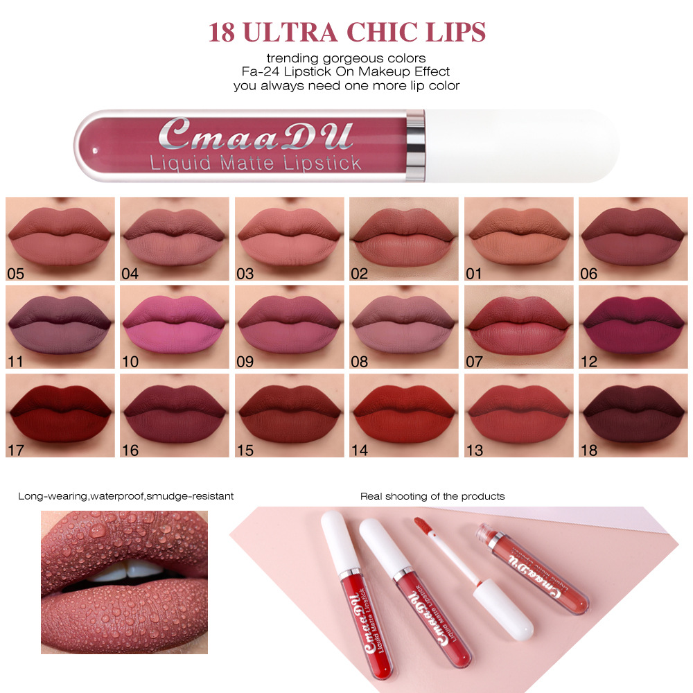 Description Picture 3 of itemMatte Velvet Lip Glaze Waterproof Lasting Moisturizing And Not Easy To Fade Lip Gloss Lipstick Lips Makeup Cosmetics