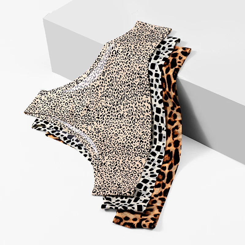 Description Picture 6 of itemBZEL 3PCS/Set Women's Panties Fashion Leopard Bikini Sexy Thongs Seamless Underwear Silk Satin Lingerie Sports Fitness G-Strings