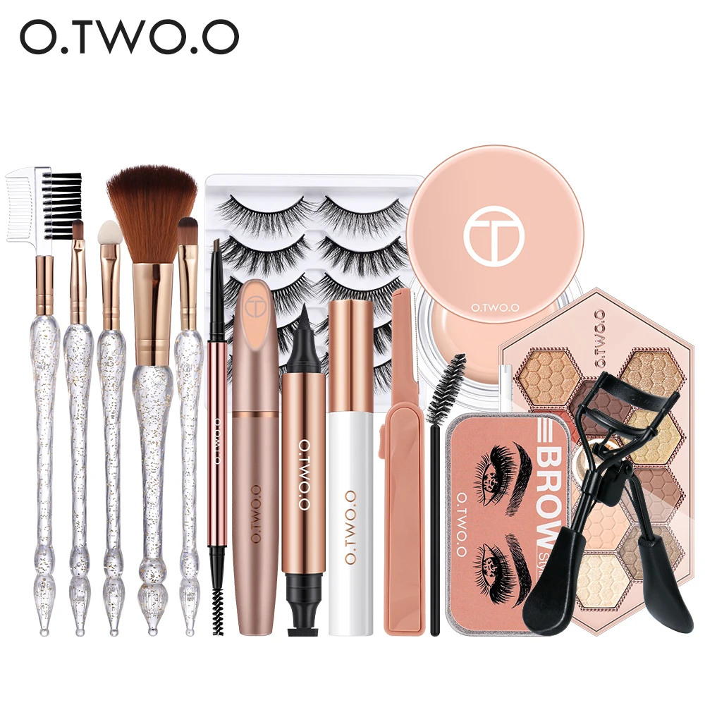 O.TWO.O 10pcs Full Makeup Set Eyebrow Pencil Mascara Eyeliner False Eyelash Eyebrow Soap Eyeshadow Palette Eyelash Curler Makeup