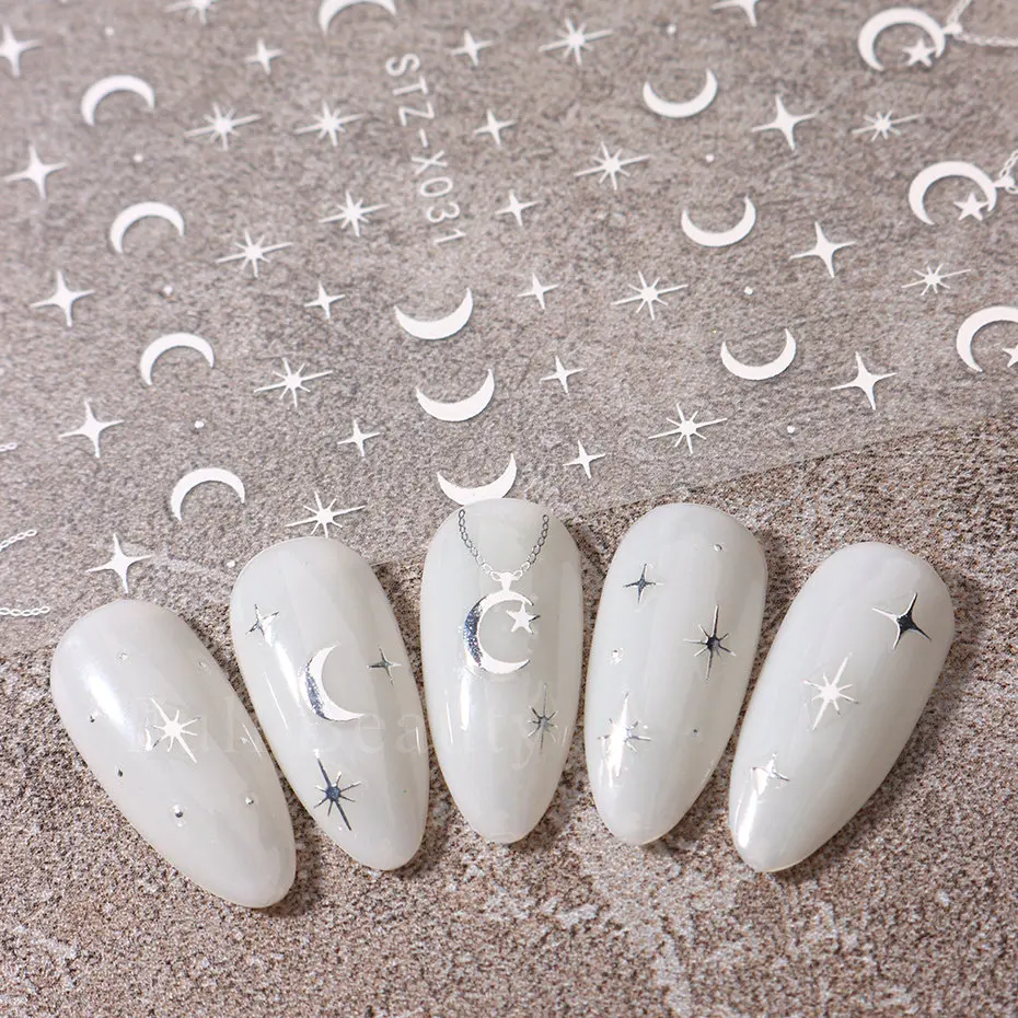 Description Picture 6 of itemGold Bronzing Stickers for Nails Eyes Snake Sun Stars Moon Nail Design Silver Angel Wings Love Adhesive Slider Decoration