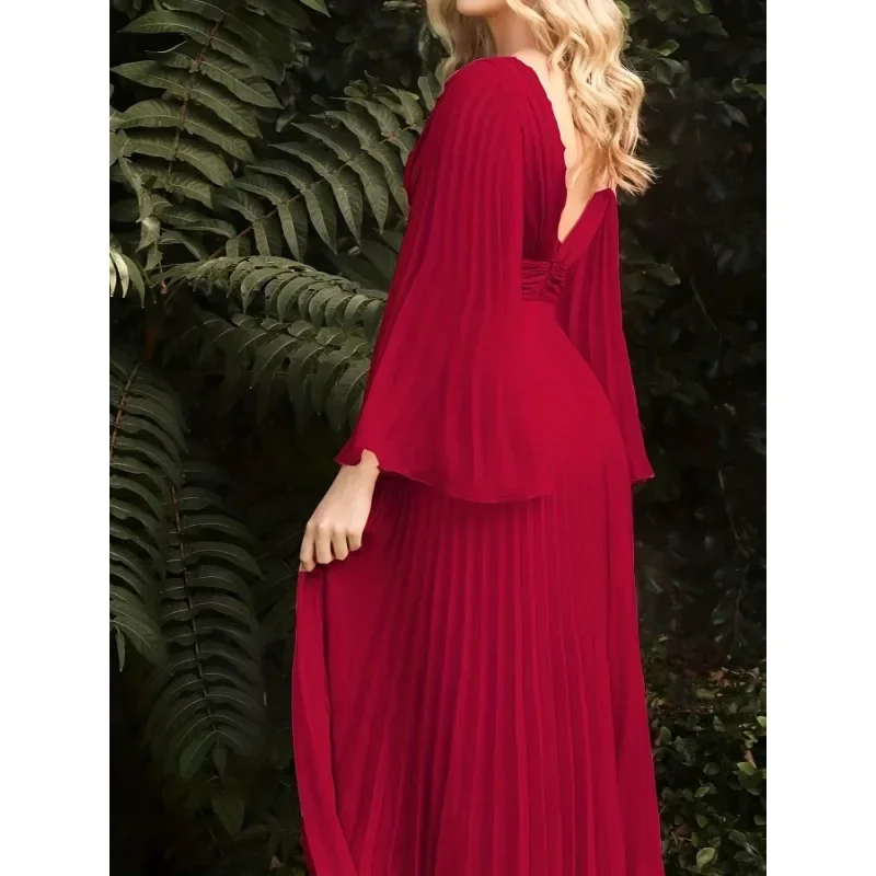 Description Picture 4 of itemPleated Long Sleeve Dress Slim Fit Dress Mid Dress Autumn Women's New Style Dress for Women