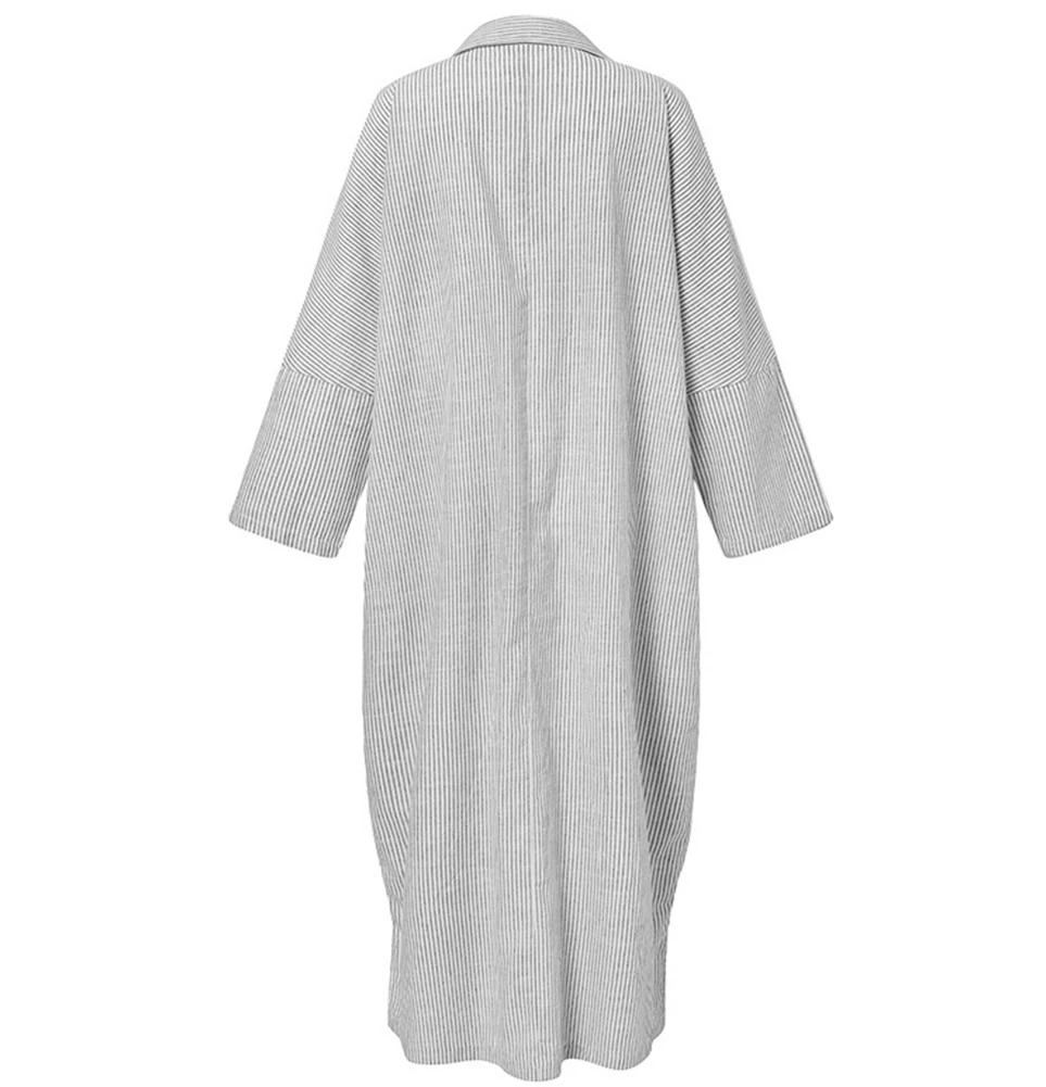 Description Picture 5 of itemDaily Holiday Womens Dress Shirt Dress Cotton Linen Long Sleeve Long Tops Tunic Maxi Kaftan Dress V-neck Baggy