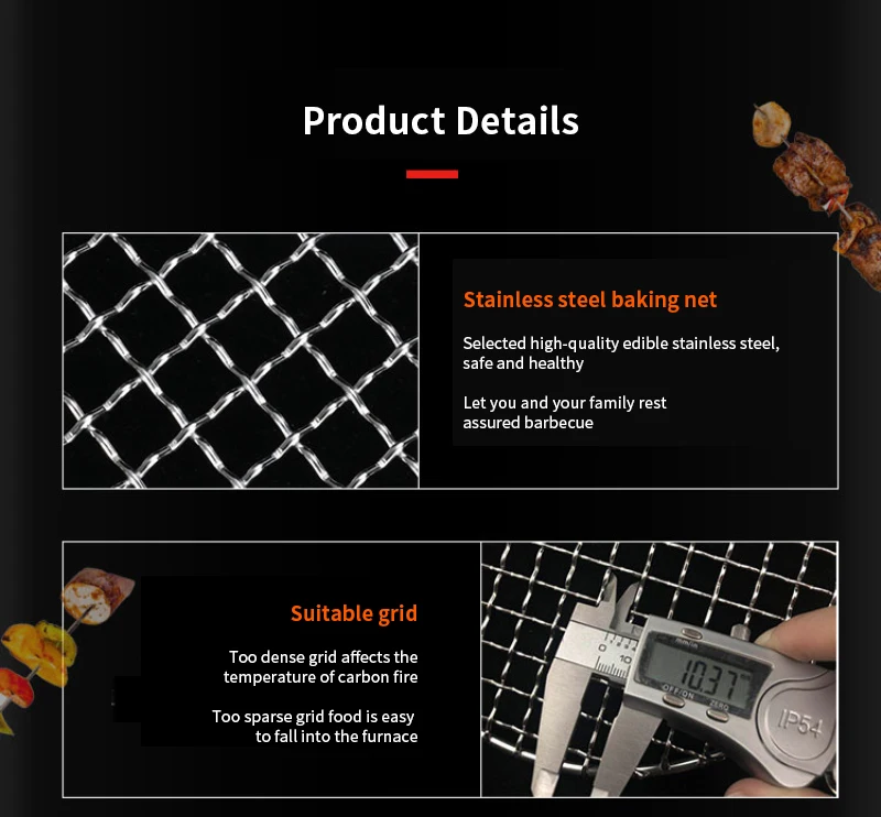 Description Picture 5 of itemBarbecue Grill Meshes 304 Stainless Steel Round Bbq Net With Foot Cooling Rack Steam Baking Rack Camping Outdoor Mesh Wire Net