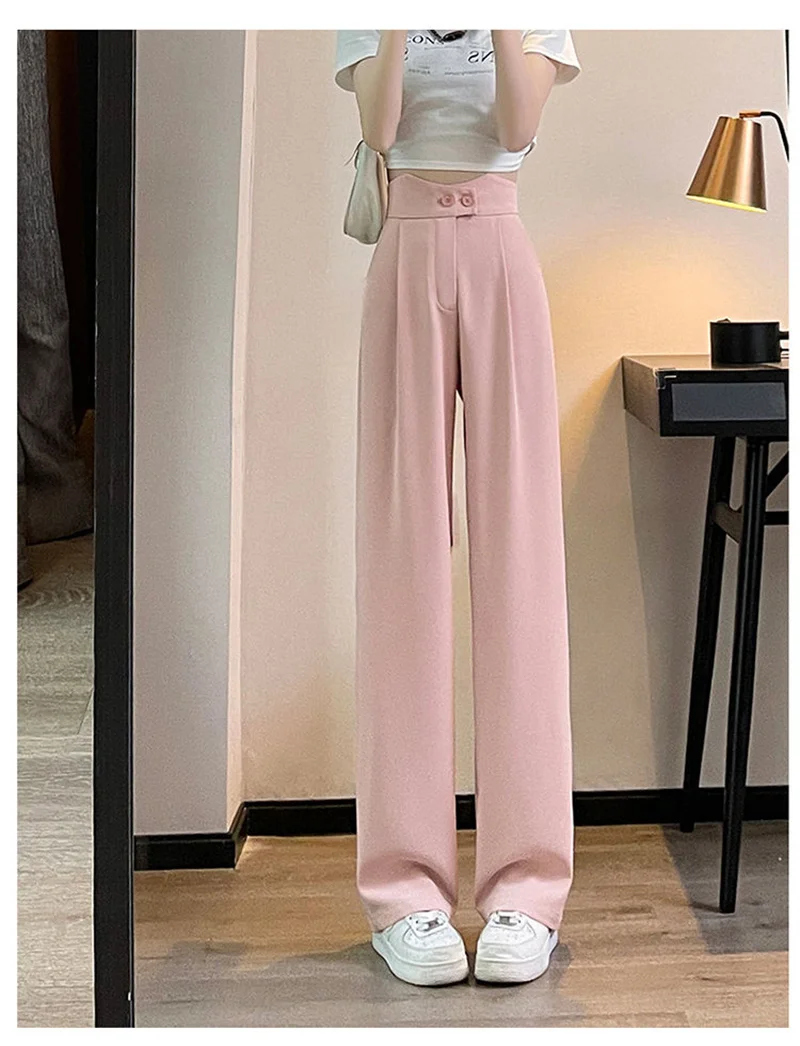 Description Picture 6 of itemStreetwear High Waist Pencil Pants Womens New Arrival Spring Korean Style Solid Color Loose Basic Office Lady Elegant Trousers
