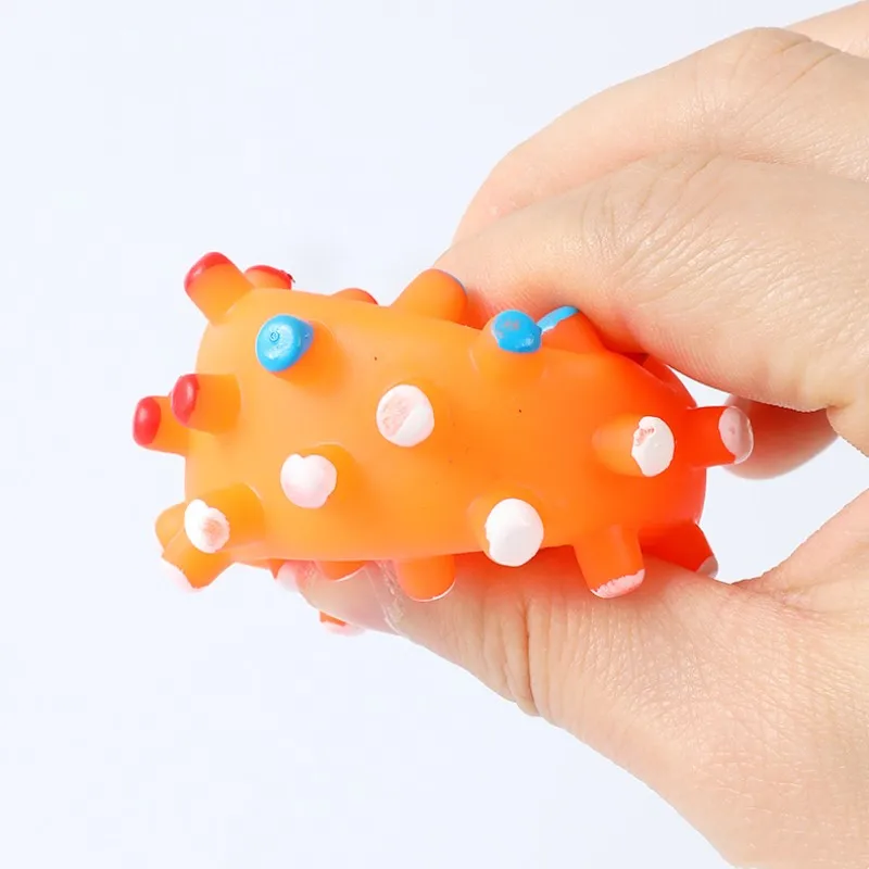 Description Picture 6 of item2pcs Random Round Dog Ball Toy Durable Puppy Training Ball Decompression Display Mold Squeaky Interactive Training Pet Ball Toy