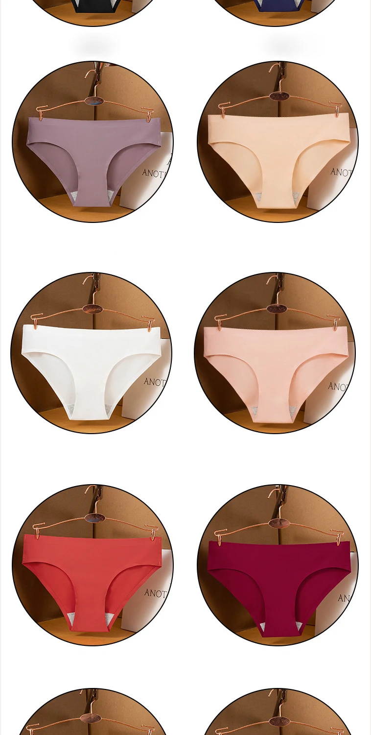Description Picture 6 of itemGiczi 10PCS/Set Seamless Women's Panties Solid Color Silk Satin Underwear Breathable Comfortable Briefs Sexy Lingerie Cozy Panty