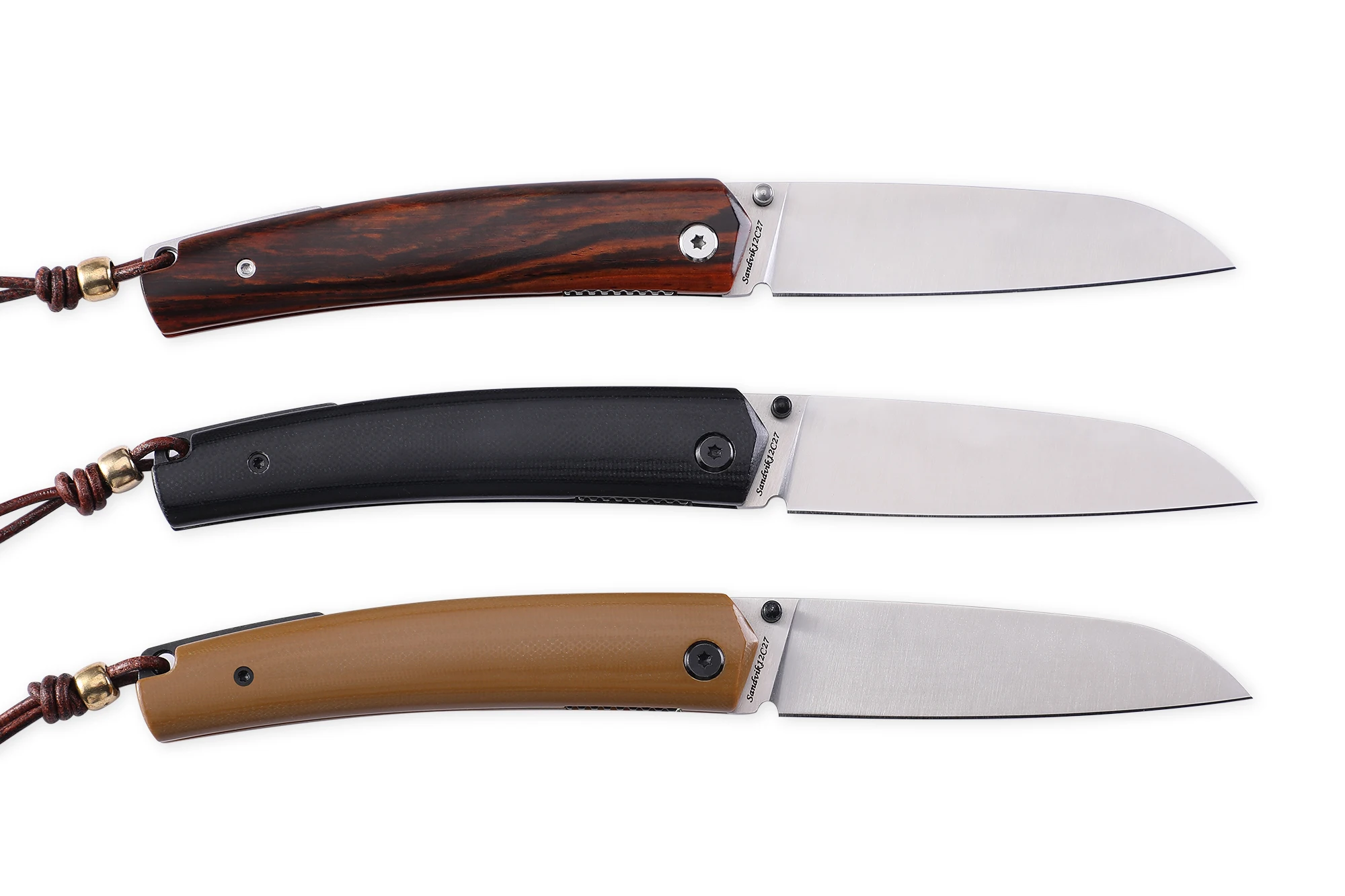 Description Picture 6 of itemPetrified Fish 12C27 Steel 719 Folding Knife Sandalwood Handle Pocket Outdoor Camping Hiking Coltello Survival EDC Fruit Tool