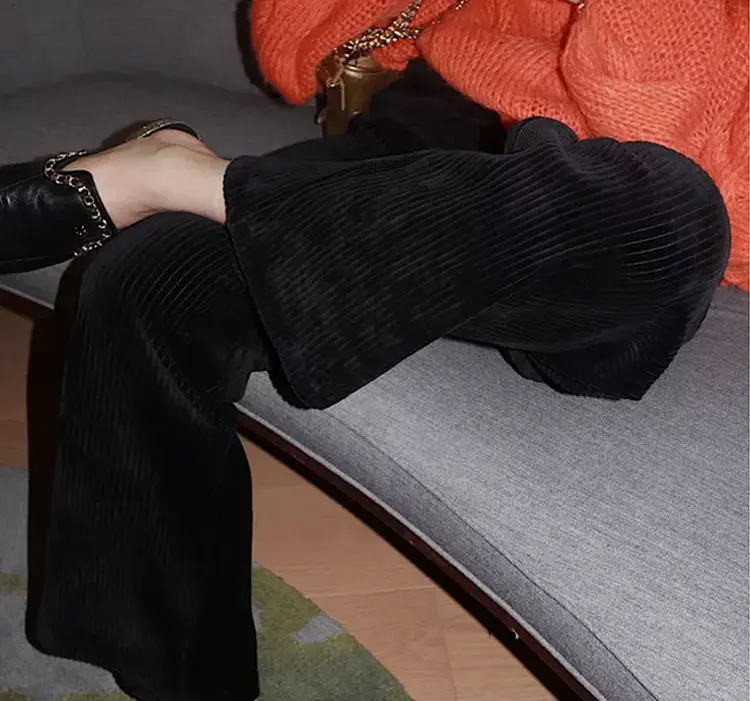 Description Picture 5 of itemPants Women Loose Maiden Lovely Autumn Corduroy Ulzzang Casual Feminine Trouser Simple All-match High Waist Streetwear Preppy