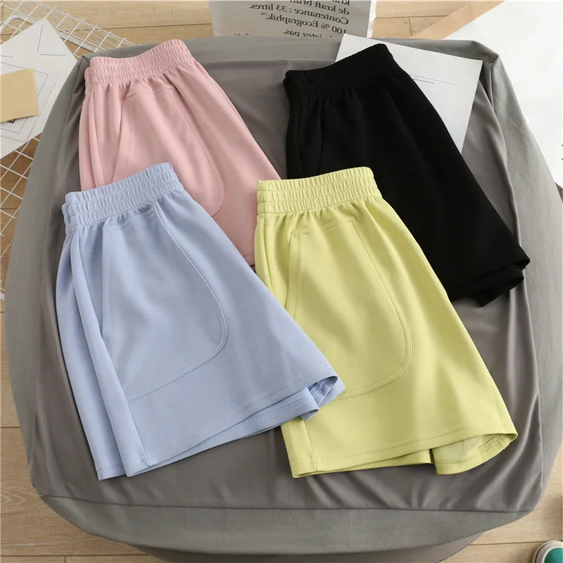 Description Picture 4 of itemShorts Women Summer All Match Elastic Waist Loose Solid Casual Korean Style Fashion Soft Streetwear Female Pocket Short Trousers
