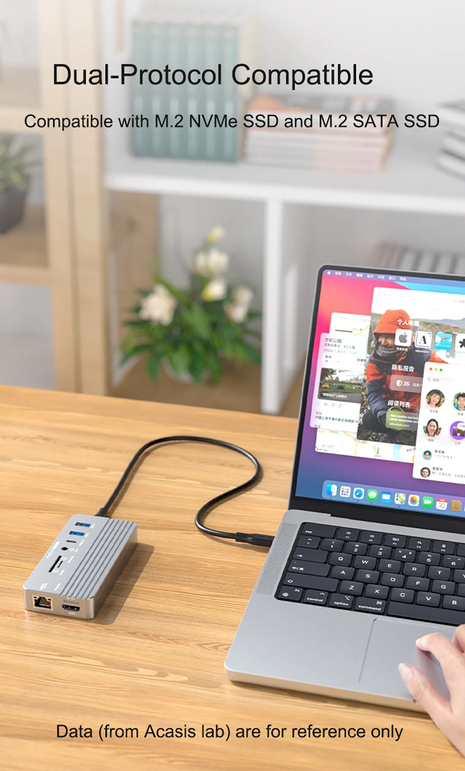 Description Picture 3 of itemAcasis USB C Hub 10 Ports NVME Enclosure USB Splitter Dock Station Type-C To HDMI For Macbook Pro Laptop Accessories