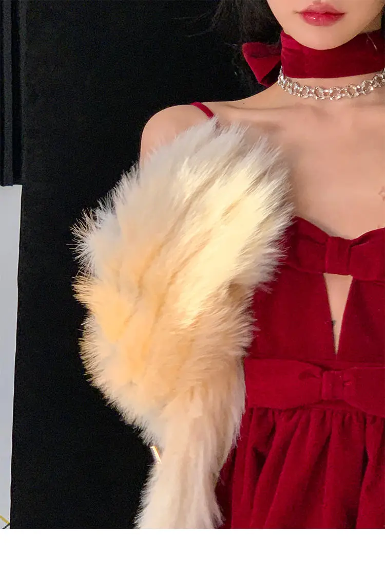 Description Picture 6 of item2023 Red Velvet Princess Mini Dress Women Fashion Elegnt High Waist Sexy Strap Dress Sweet Girls Christmas Party Retro Y2k Dress