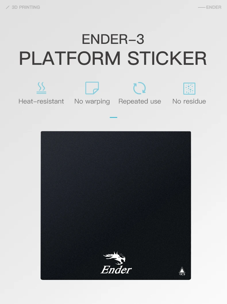 Description Picture 2 of itemCREALITY 3D Original Black Build Surface With 3M Sticker 3D Printer Heated Bed Sheet Paper For Creality Ender-3 235*235mm