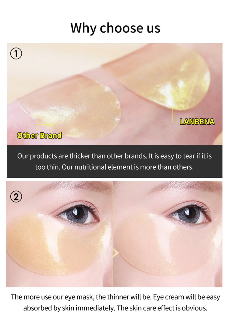 Description Picture 6 of item60pcs Collagen Anti-Wrinkle Eye Patches Under Eyes Edema Hydrogel Gel Mask Dark Circles Hyaluronic Acid Korean Skincare Products