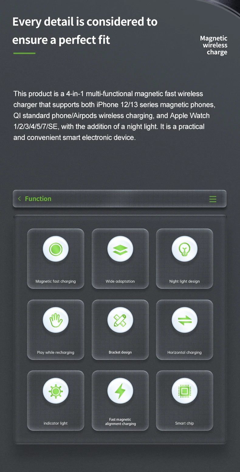 Description Picture 5 of item2 IN 1 Wireless Charger Stand For iPhone 14 13 12 Pro Max Phone Wireless For iPhone 13 12 mini 15W Fast Charging Dock Station