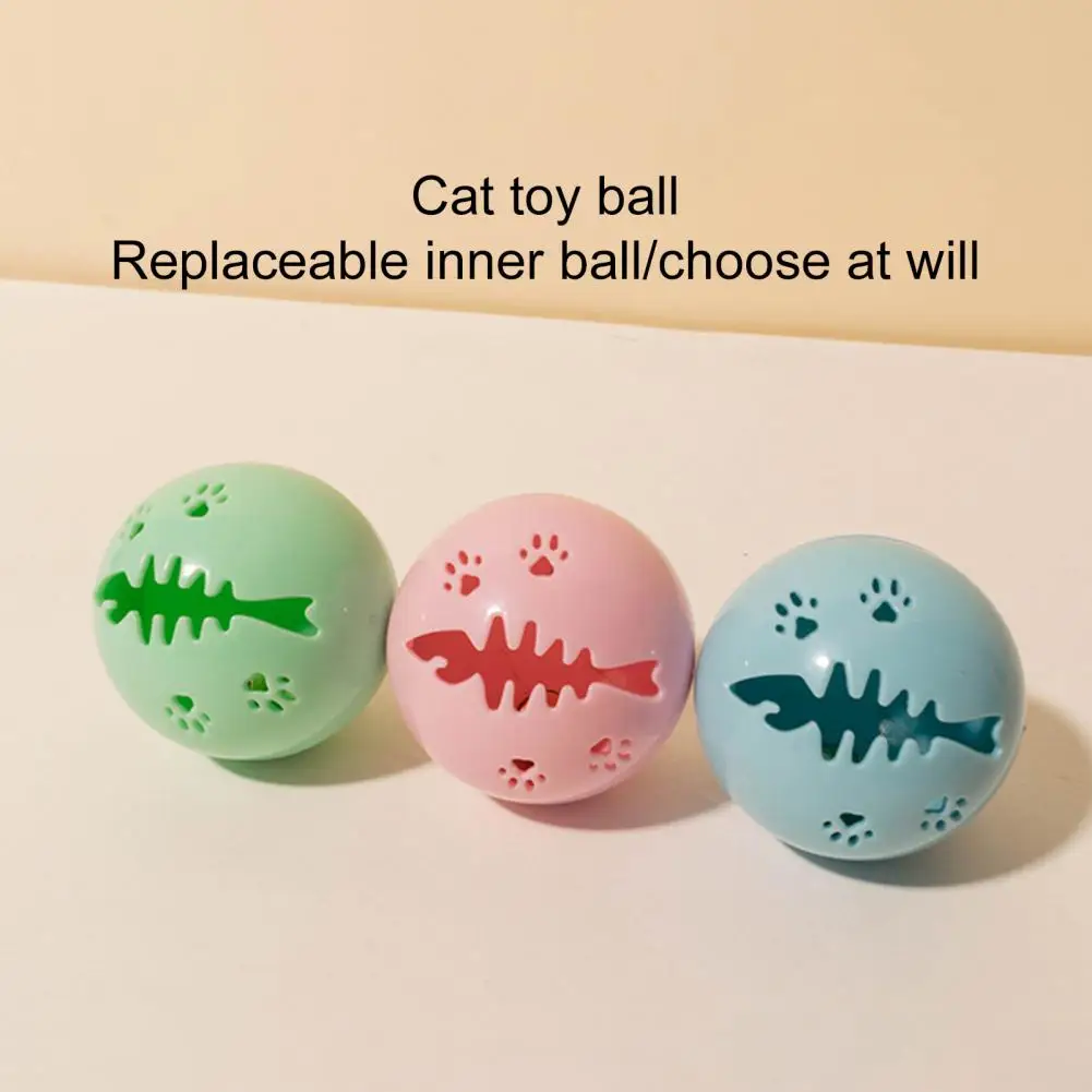 Cute Cat Ball Toy Attractive Playing Lightweight Fish Bone Bell Ball Indoor Kitten Teaser Sound Toy