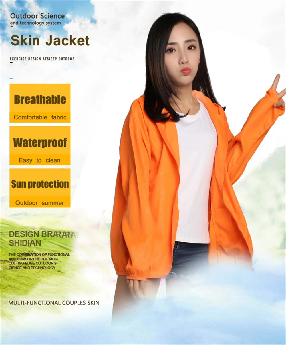 Description Picture 2 of itemUnisex Outdoor Sun Protection Jackets Lightweight Breathable Women Windbreaker Solid Color Quick-Drying Waterproof Fishing Coat