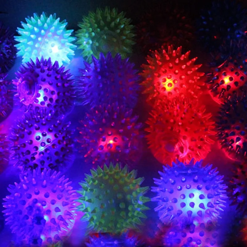 Dog Squeaky Toys Flash Ball Jumping Ball Spike Ball Luminous Massage Ball Pet Toys Colorful Soft Pet Puppy мяч для собак