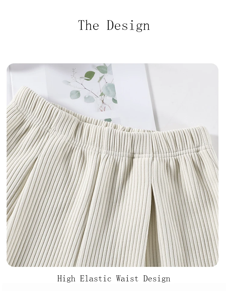 Description Picture 3 of itemNew 2023 Autumn Winter Chenille Pants For Women Wide Leg Loose High Elastic Waist Purple White Black Streetwear Thicken Trousers