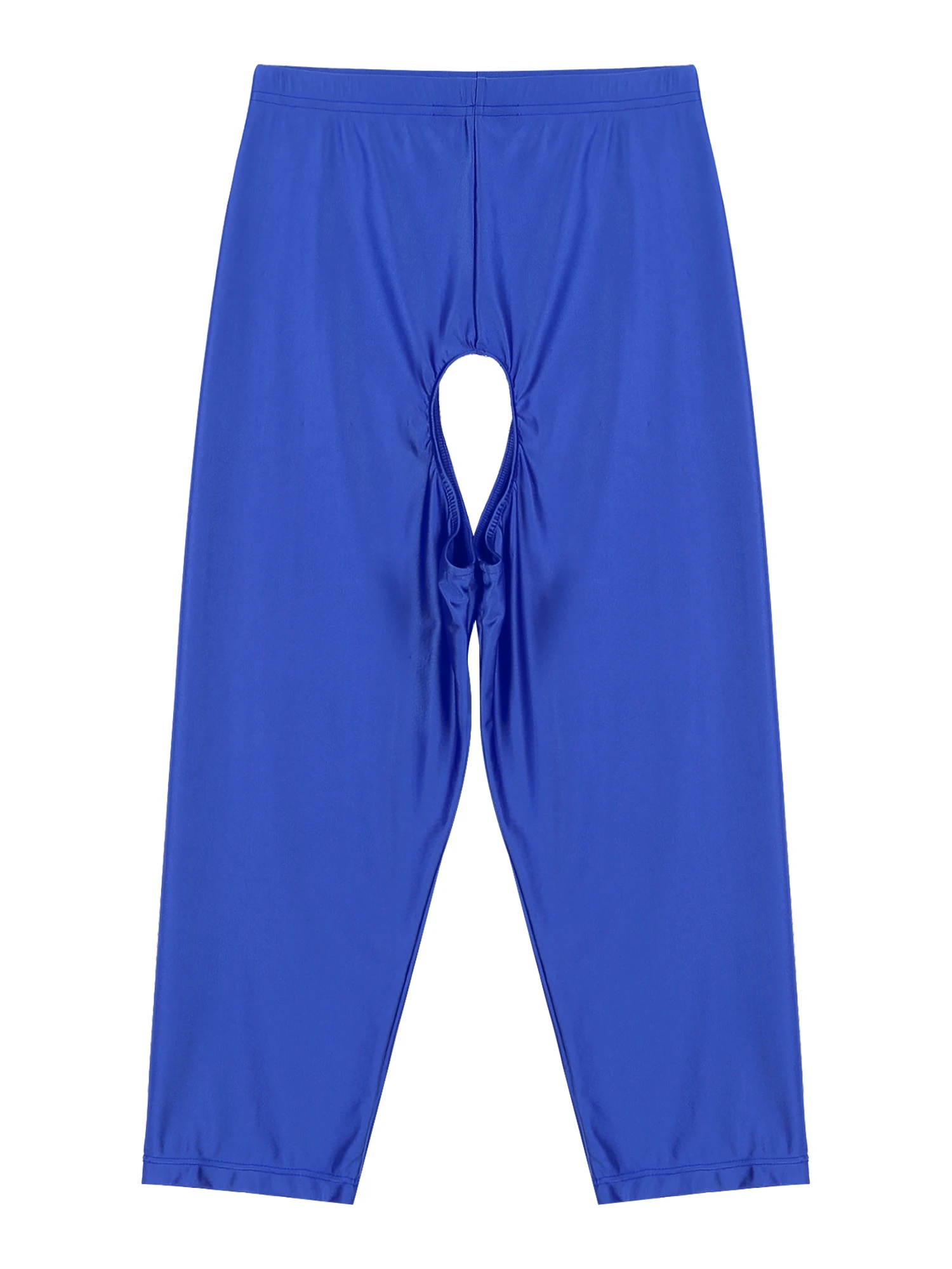 Description Picture 4 of itemWomens Glossy Smooth Open Crotch Shorts Stretchy Elastic Waistband Leggings Short Pants Slim Fit Bottoms for Sport Yoga Dance