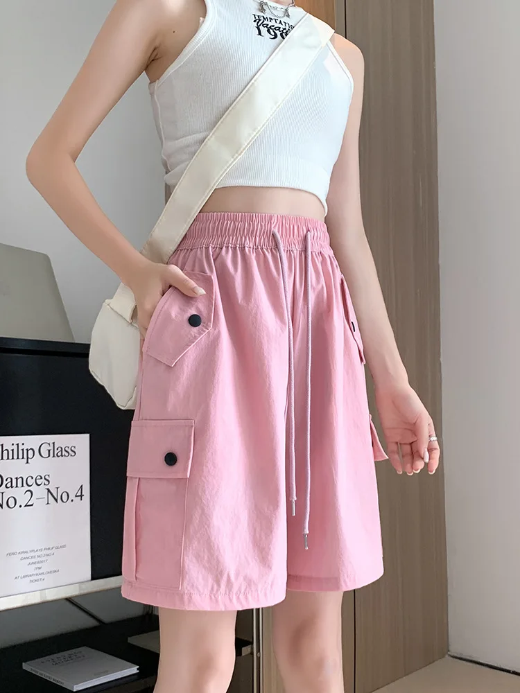Description Picture 6 of itemSAYTHEN Pink Work Shorts Women's Summer Thin 2023 New High Waist Casual Slim American Quick Dried Sports Capris ST237241