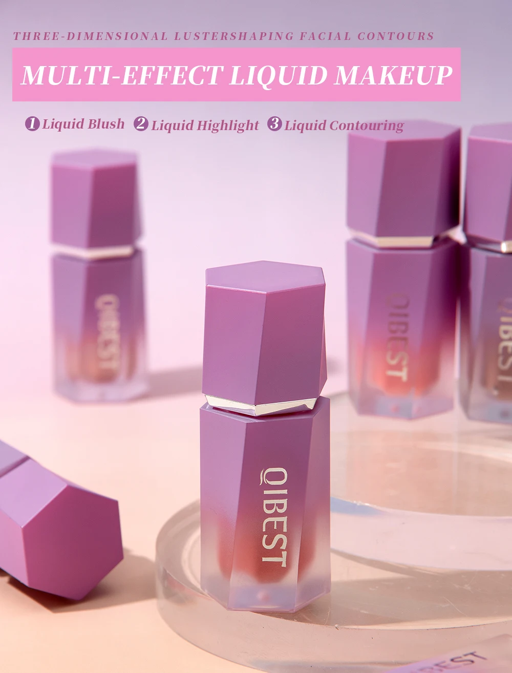 Description Picture 2 of itemQIBEST Highlighter Bronzer Contour Stick For Face Blush Powder Creamy Makeup Liquid Contour Stick Natural Matte Highlighters New