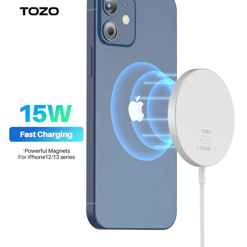 TOZO W6 15W Magnetic Wireless Charger For iPhone 14   Qi Fast Wireless Charging Pad For iPhone 13 12 11 Ultra Thin Phone Charger
