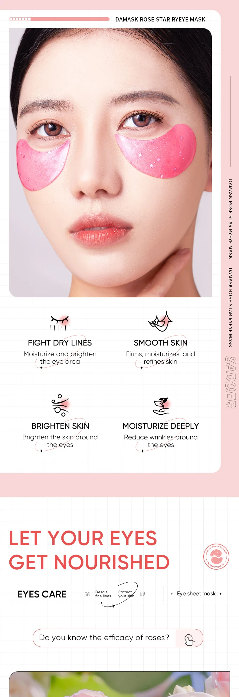 Description Picture 5 of item60pcs/box Starry Rose Collagen Eye Mask Anti Wrinkle Fade Dark Circles Relieve Puffy Eyes Tighten Eye Contour Skin Care Products