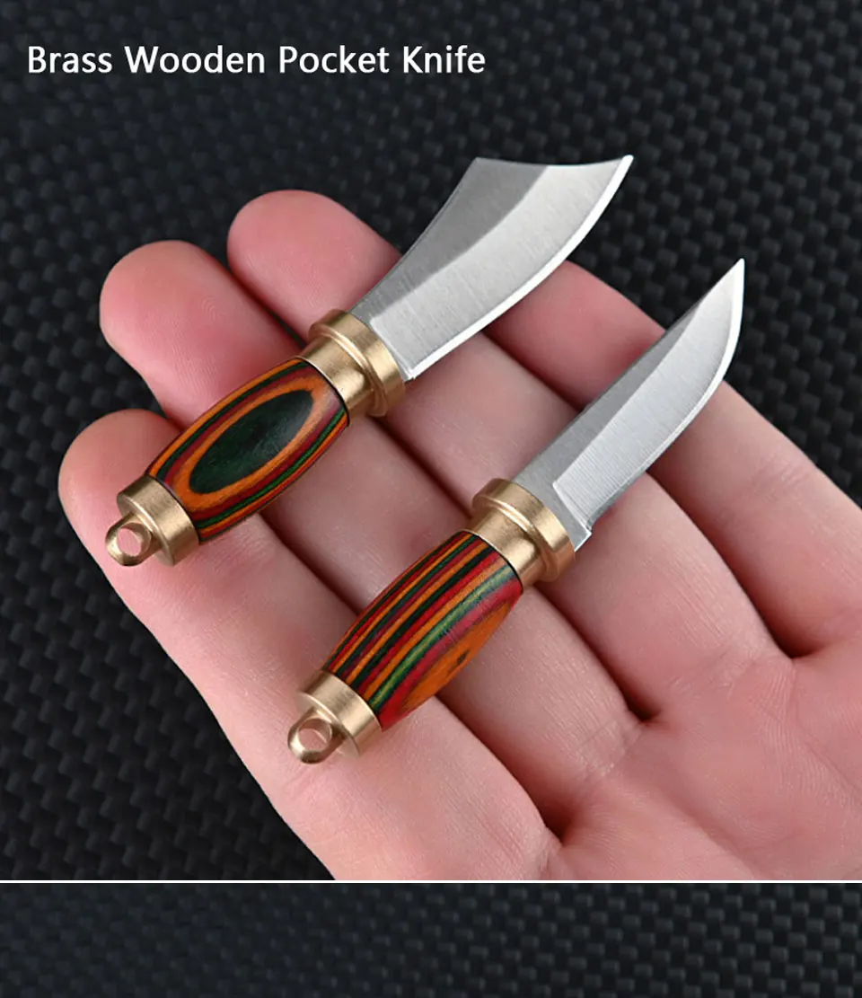 Description Picture 2 of itemNew Straight Knife Outdoor Camping Hunting Self Defence Survival Brass Knife High Hardness Military EDC Tool Sharpeners Pocket