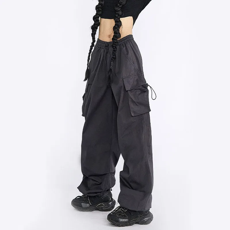 Zoki Hip Hop Streetwear Cargo Pants Women Loose Big Pockets Ins Tide Wide Leg Trousers Y2K Fashion All Match Jogging Sweatpants