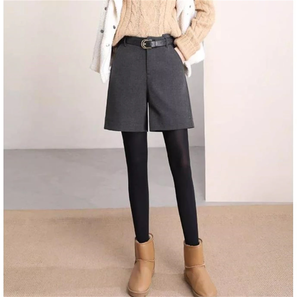 Description Picture 6 of itemShorts Women Autumn Woolen High Waist Warm Loose Casual Basic M-4XL Office Lady Elegant All-match Minimalist Hot Sale Vintage