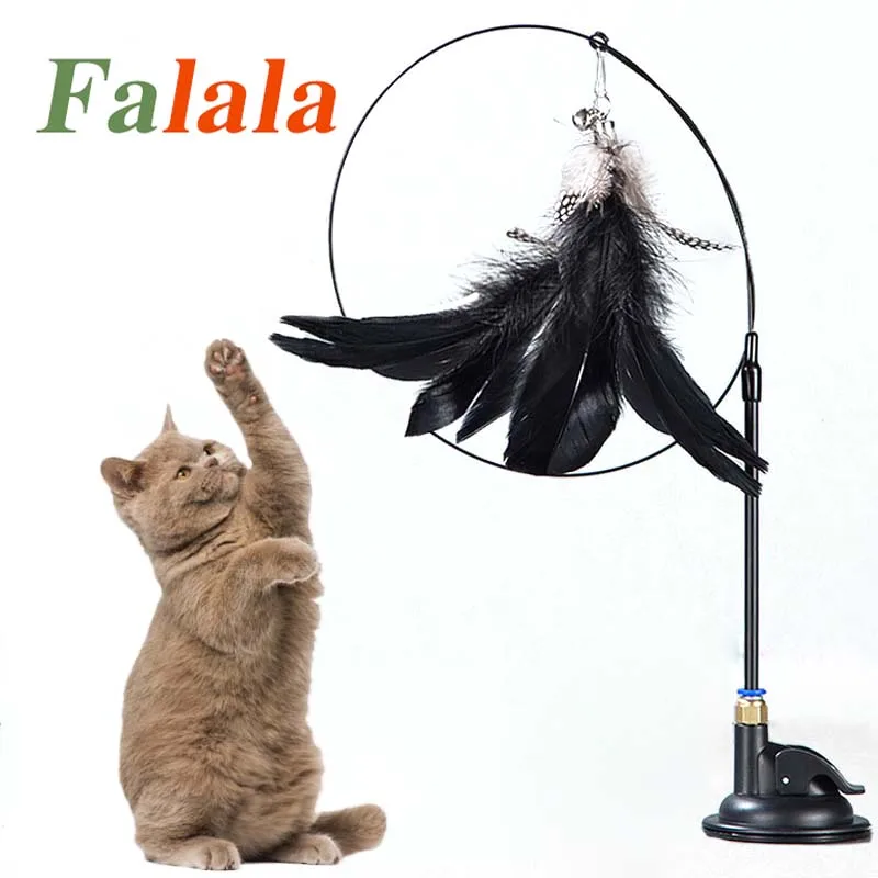 Description Picture 2 of itemInteractive Cat Toy Funny Simulation Feather with Bell Cat Stick Toy for Kitten Playing Teaser Wand Steel Wire Toy Cat Supplies