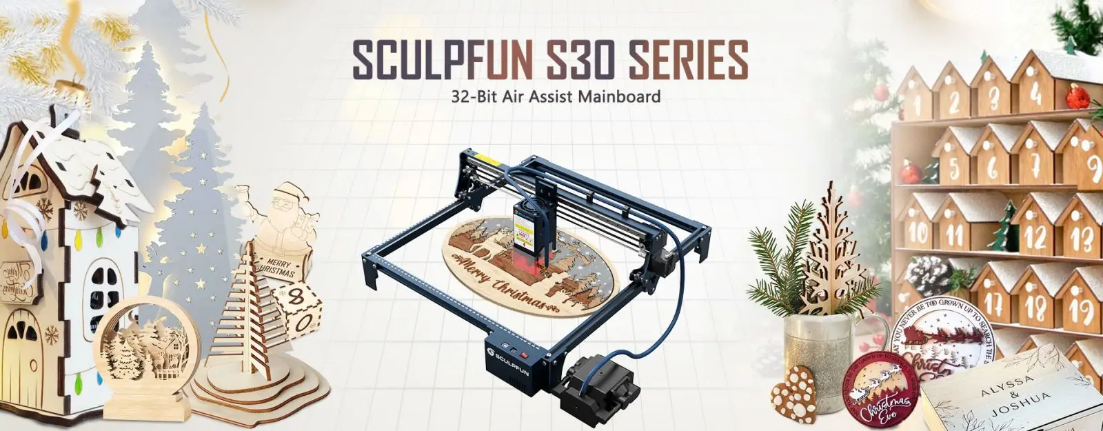 Description Picture 2 of itemSCULPFUN S30 5W Laser Engraver Cutter Automatic Air-assist 32-bit Motherboard Replaceable Lens support Expandable 935x905mm