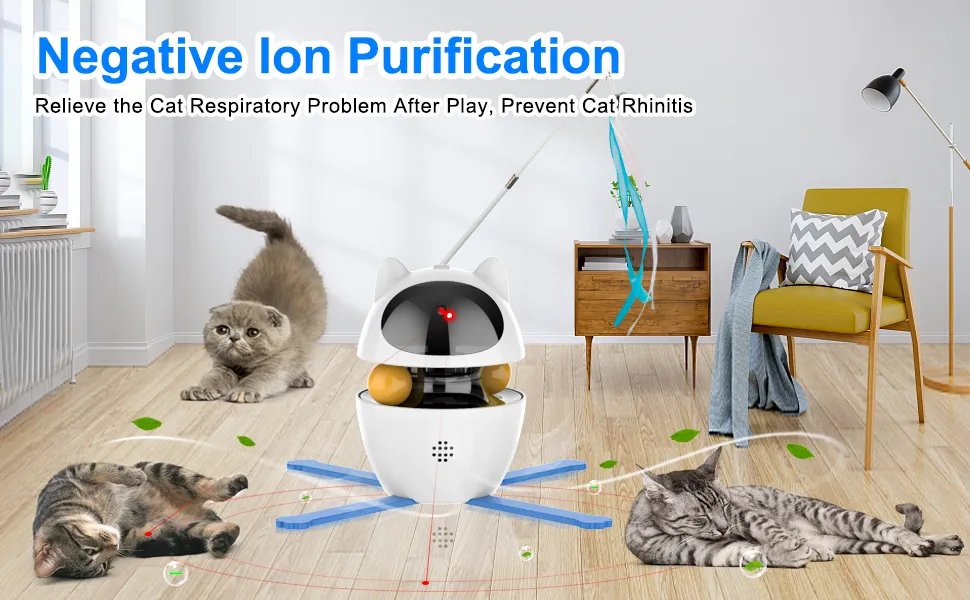 Description Picture 4 of item4-in-1 Cat Toys Indoor Electric Interactive Toys with Ball and Feather Automatic Chasing Exercising Laser Toy USB Rechargeable