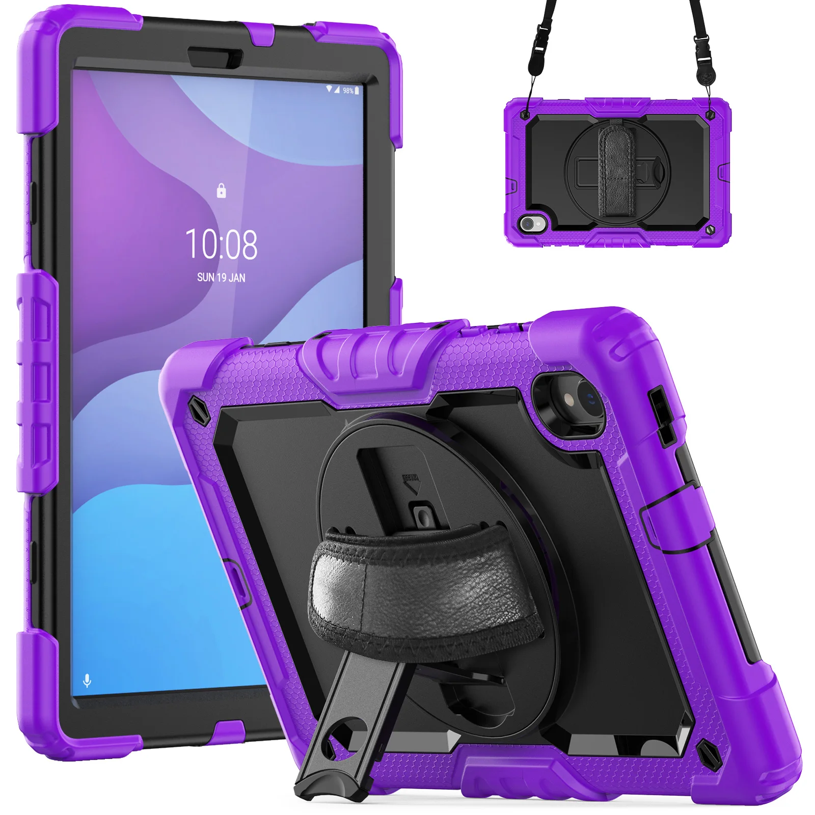 Description Picture 5 of item360 Rotation Hand Strap&Kickstand Tablet Case For Iconic Brand Tab M10 10.1 HD 2nd Gen TB-X306F TB-X306X Full Body Protective Cover