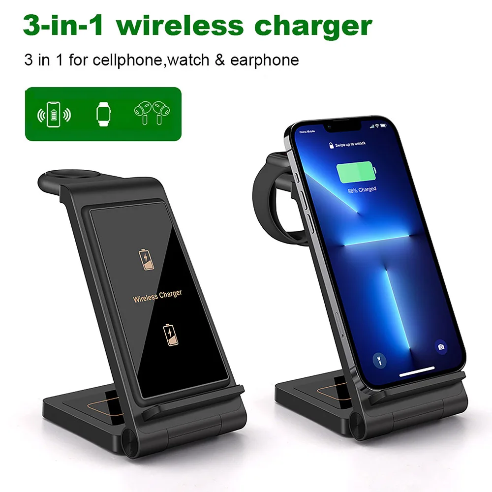 Description Picture 2 of item20W 3 in 1 Wireless Charger Stand Pad For iPhone 14 13 12 11 Apple Watch 8 7 6 Fast Charging Dock Station for Airpods Pro iWatch
