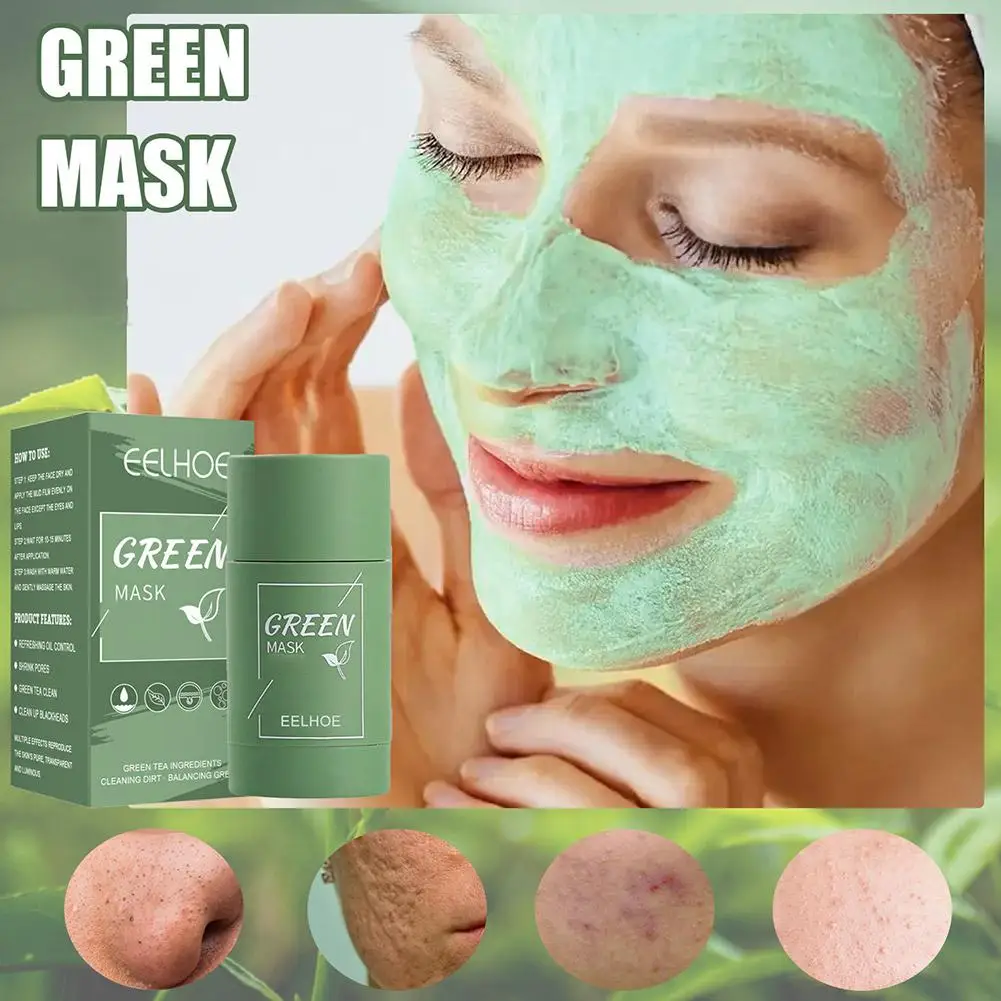 Description Picture 3 of item1pc Cleansing Green Stick Green Tea Mask Purifying Clay Stick Mask Oil Control Anti-Acne Eggplant Whitening Skin Care Face Mask