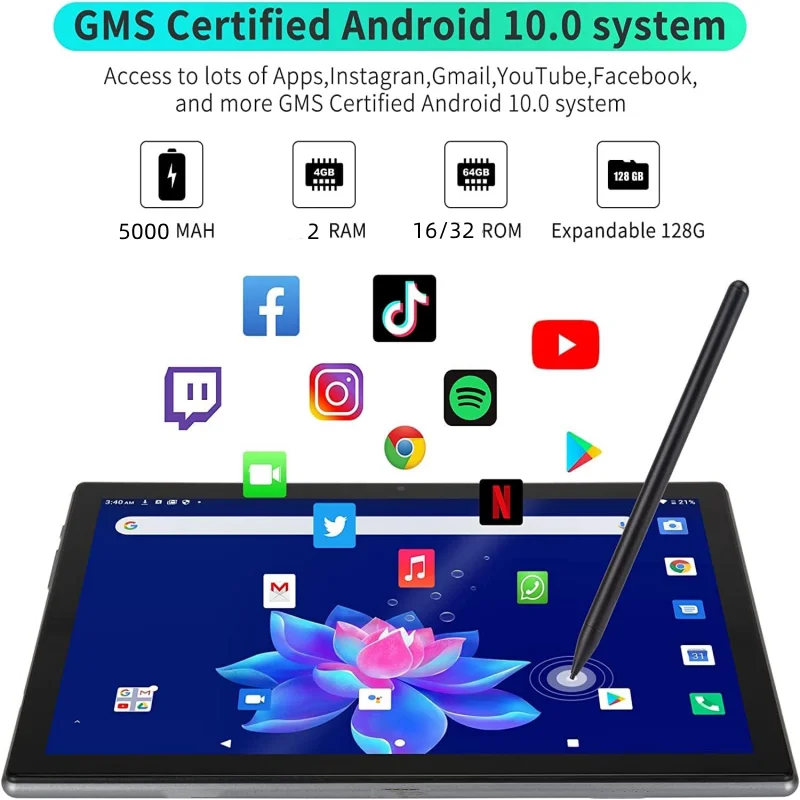 Description Picture 3 of itemHot Sales 10.1 INCH Android 9.0 WIFI Tablet 2GB RAM 32GB ROM RCT Dual Camera Quad Core 1280*800 IPS Screen 5000mAh Battery