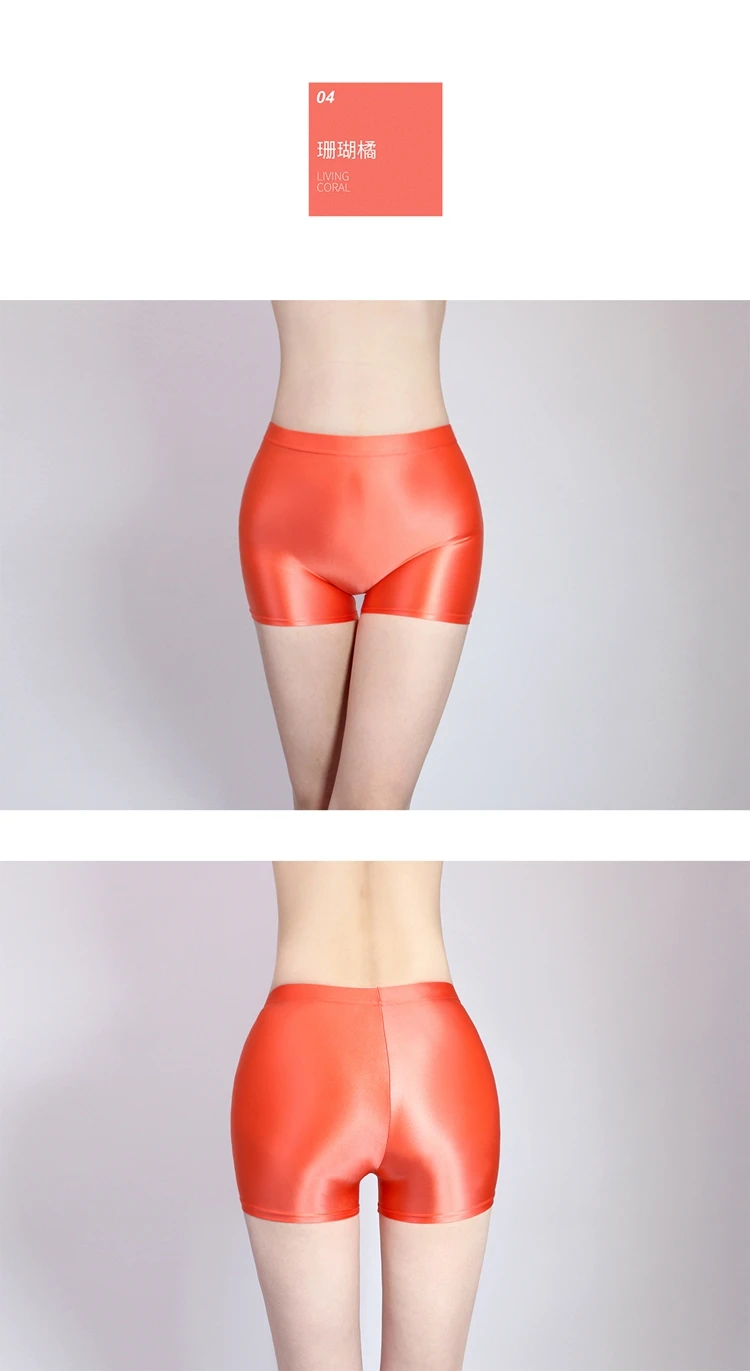 Description Picture 5 of itemXCKNY satin smooth opaque shorts sexy silk slim tight high waist shorts Sports leisure yoga Leggings  glossy shorts