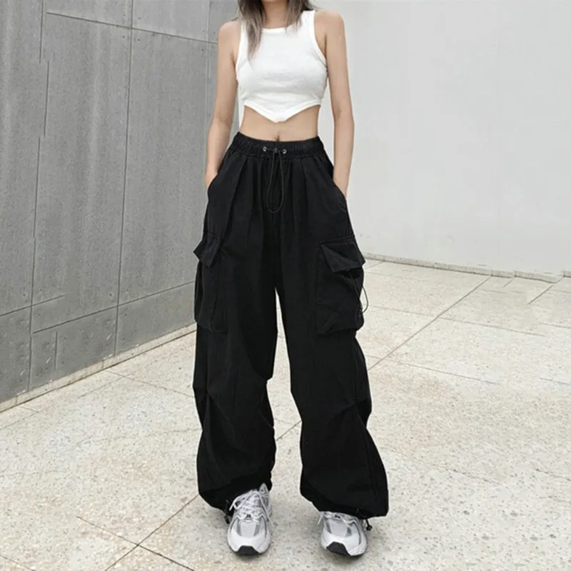 Description Picture 3 of item2023 Autumn Fashion Casual Pants Women Retro Workwear Baggy Straight Trousers Wide Leg Pockets Joggers Trousers Y2k Streetwear