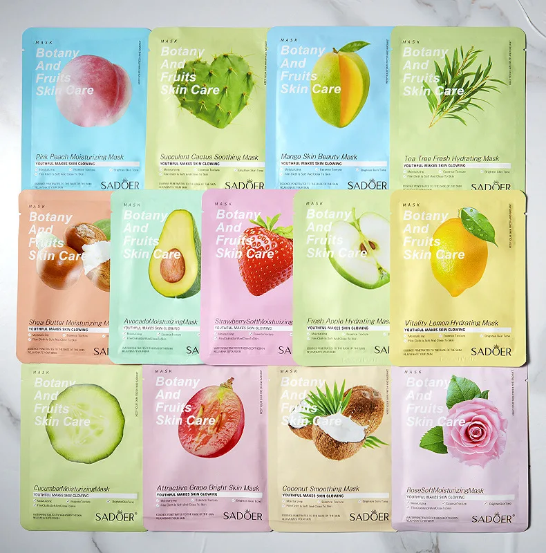 Description Picture 2 of item10 Pcs Hyaluronic Acid Mask Natural Fruit Plant Sheet Mask Aloe Pomegranate Hydrating Anti-Aging Shrink Pores Brighten Skin Care