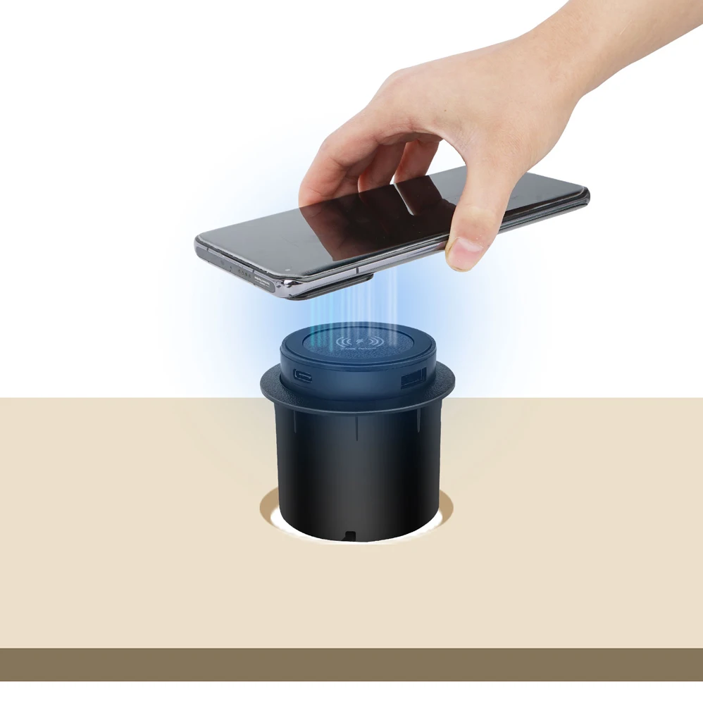 Description Picture 3 of item46W Furniture Desktop Embedded Table Wireless Charger Station QC3.0 USB Type C PD Fast Charging For iPhone 13 14 12 Samsung S23