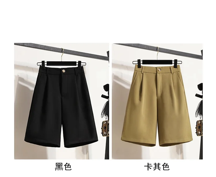 Description Picture 5 of itemOversized 5XL Black High waist Shorts Women's New Summer Suit Short Pants Khaki Loose Commuting Casual Knee length Pants Female