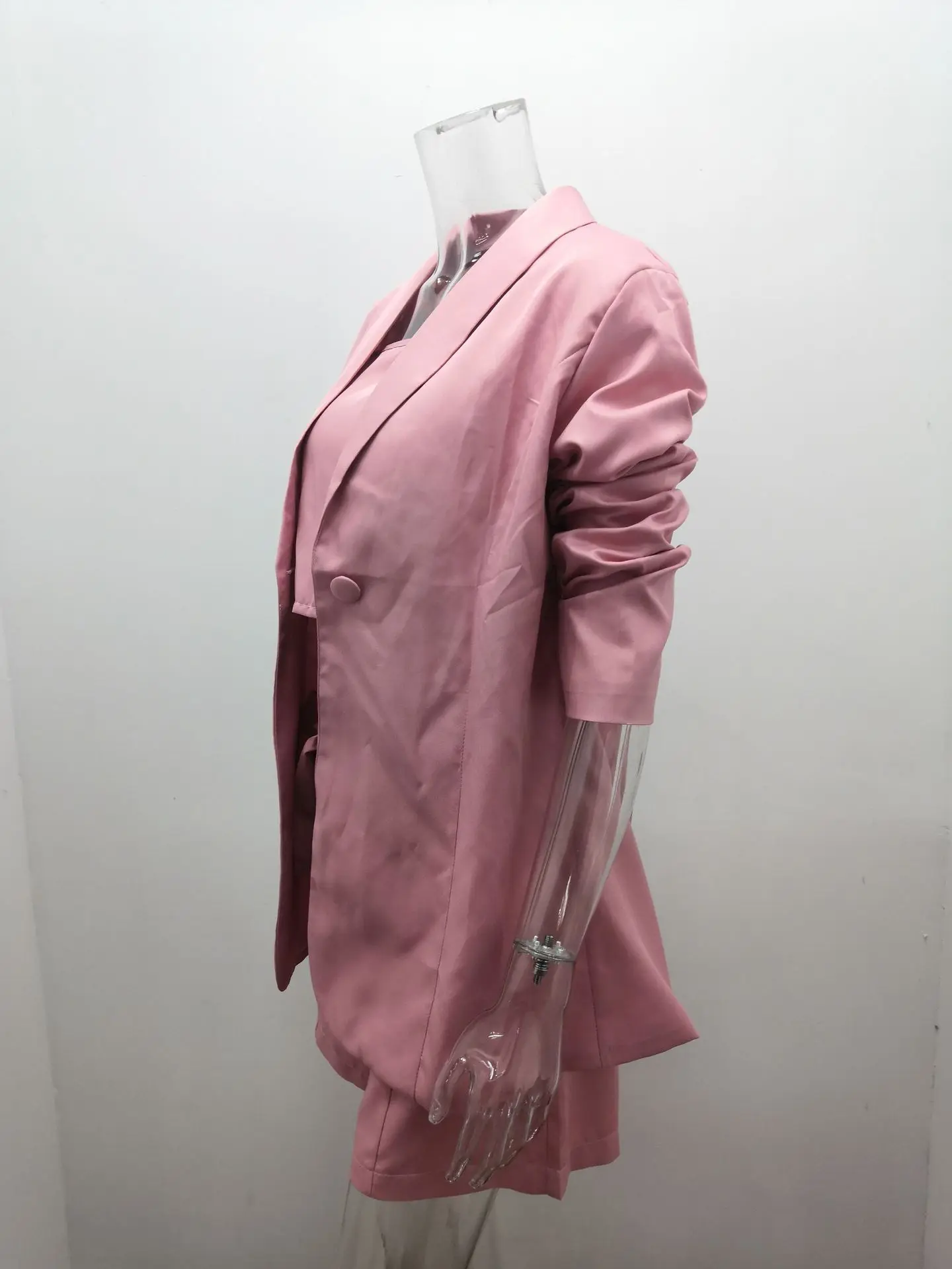 Description Picture 6 of item3 Pieces Set Women pure color vest 2021 fashion belt temperament blazer high waist three-piece tops shorts Sports Set OLN3377