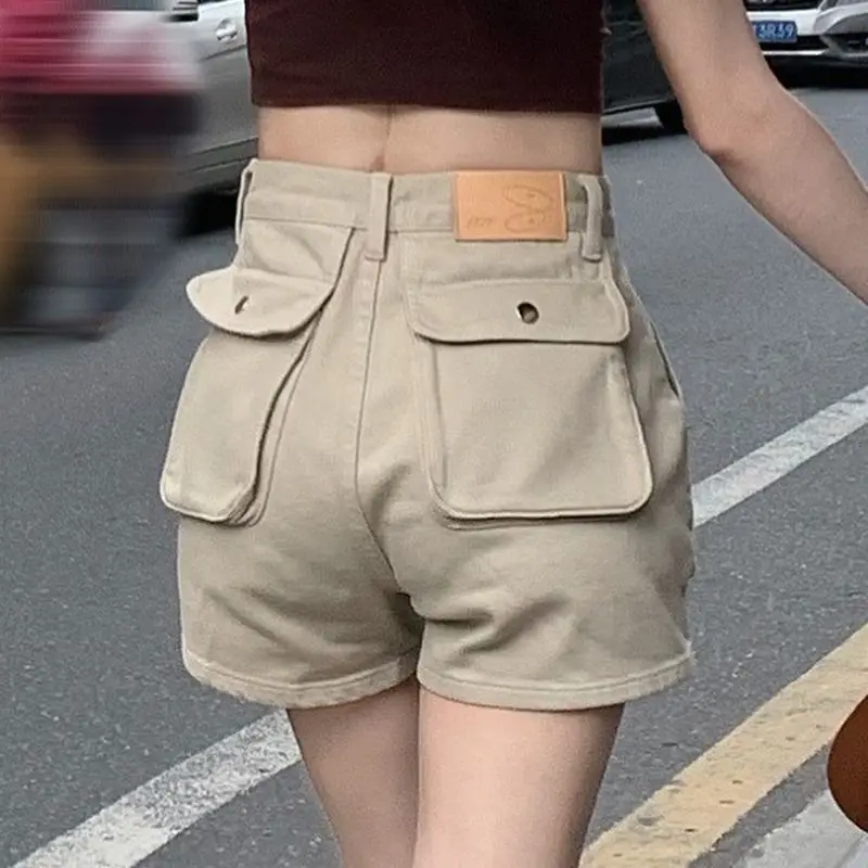 Description Picture 6 of itemWomen's Cargo Denim Shorts Yellow Short Pants for Woman To Wear with Waist Pocket Vintage Normal Y2k Harajuku New In Hot Jeans