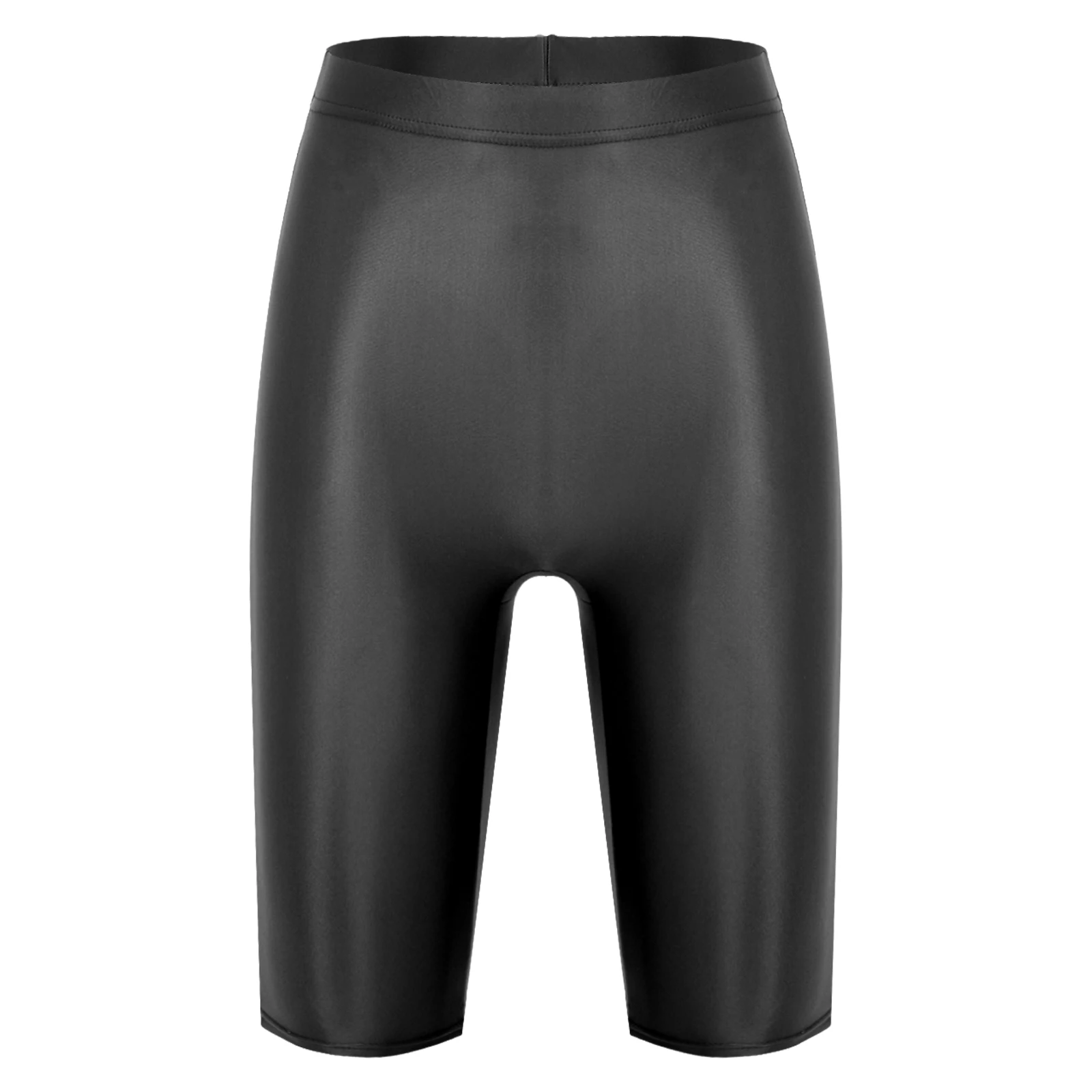 Description Picture 5 of itemWomens Gymnastics Swim Shorts Glossy High Waist Shorts Elastic Waistband Short Leggings Swimwear Workout Sports Bottoms