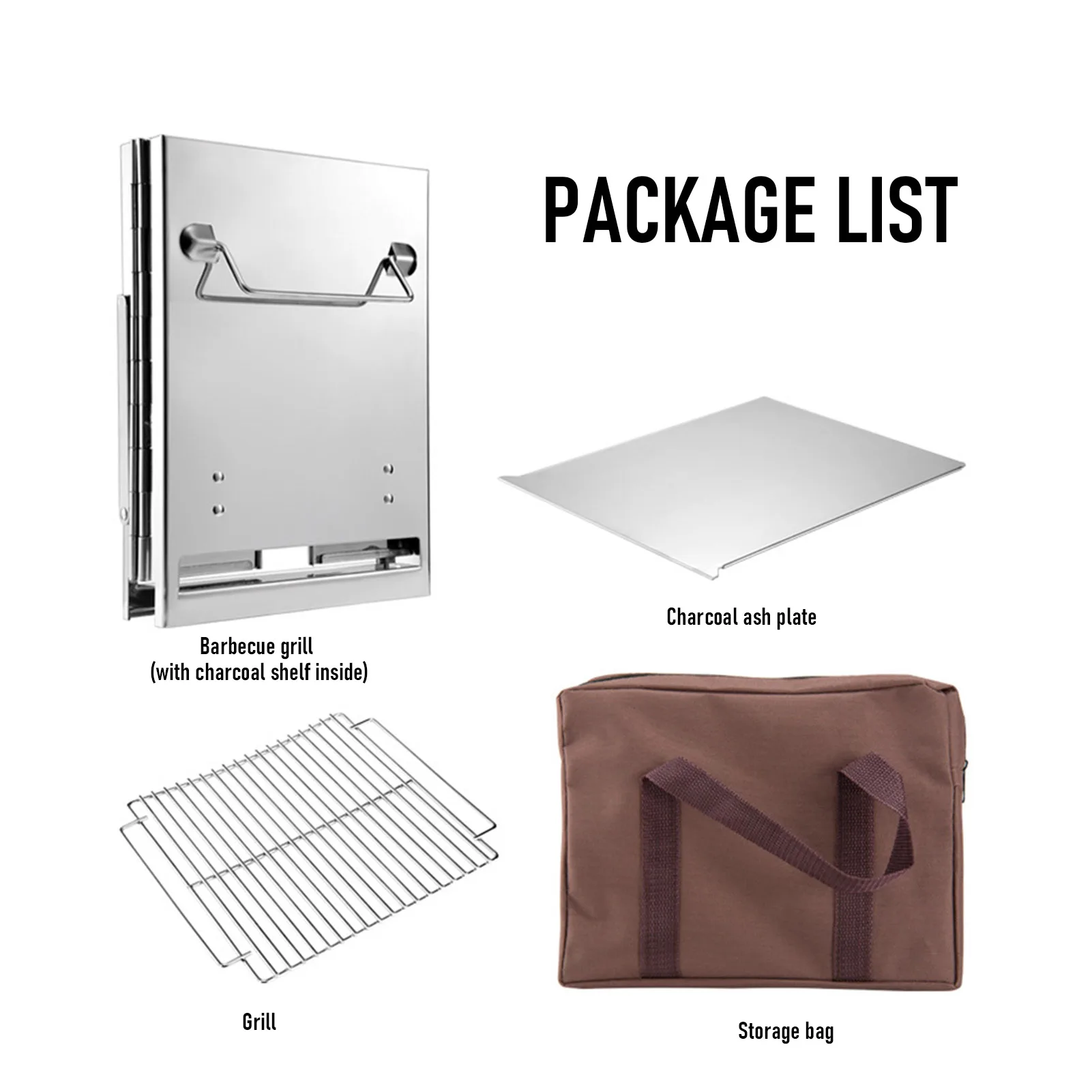 Description Picture 5 of itemCamping Wood Stove Stainless Steel Barbecue Grill with Storage Bag Lightweight Foldable Mini BBQ Grill for Outdoor Picnic Hiking