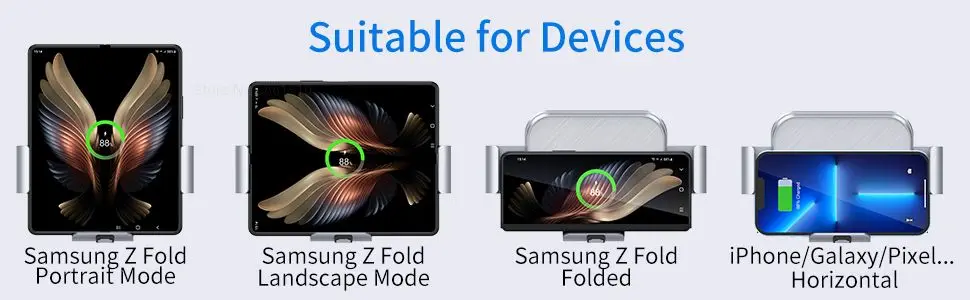 Description Picture 4 of item15W Car Wireless Charger Stand Holder Dual Coil Foldable Phone Car Fast Charging Station For Samsung Galaxy Z Fold 4 3 2 iPhone